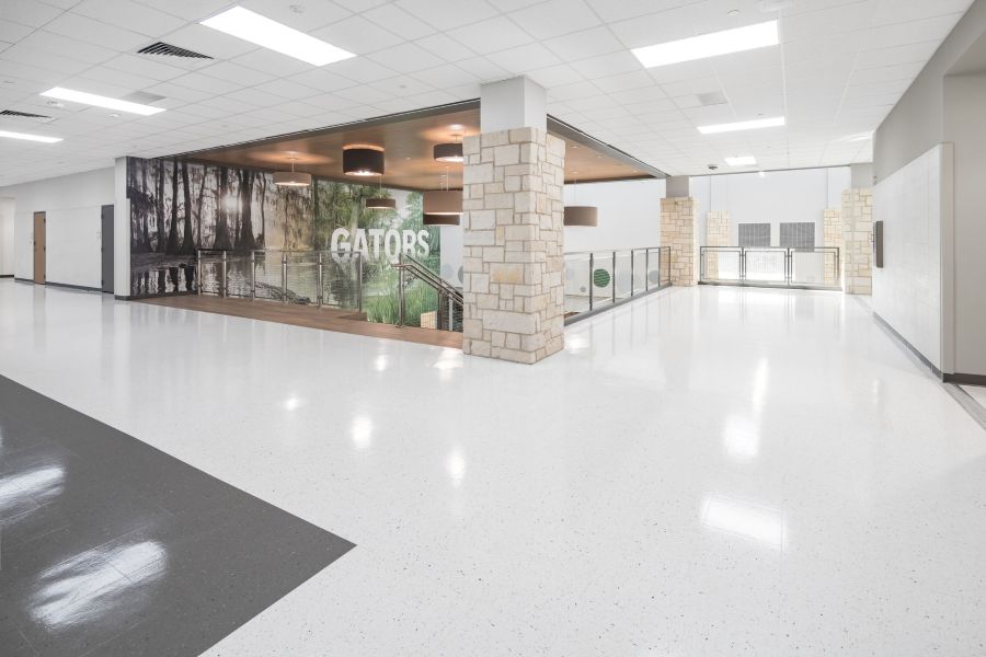 Vinyl Flooring in Schools: School hallways using VCT flooring