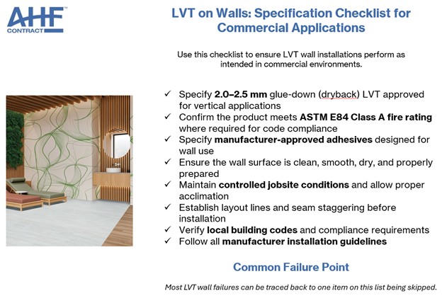 LVT on Walls: Specification checklist for commercial applications